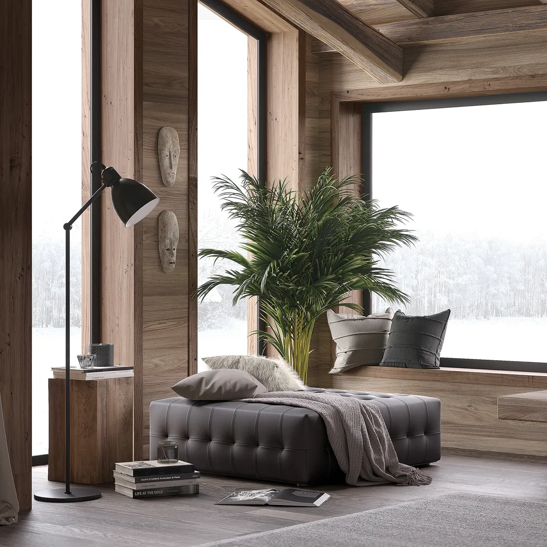 Modern cabin living room